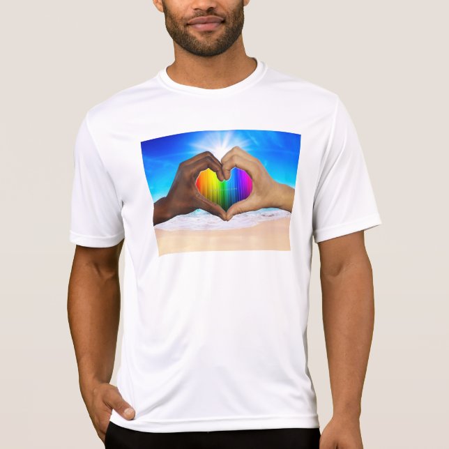 Camiseta SlipperyJoe gradiente de corazón de arcoíris vívid (Anverso)