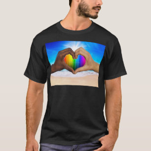 Camiseta SlipperyJoe gradiente de corazón de arcoíris vívid