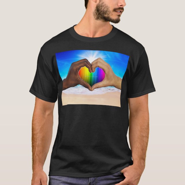 Camiseta SlipperyJoe gradiente de corazón de arcoíris vívid (Anverso)