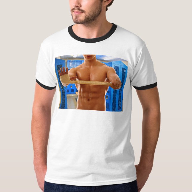Camiseta SlipperyJoe hombre muscular abs vestuario de baldo (Anverso)