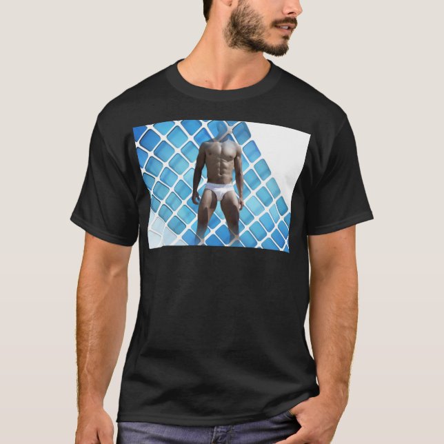 Camiseta SlipperyJoe hombre muscular seis empates abs macho (Anverso)