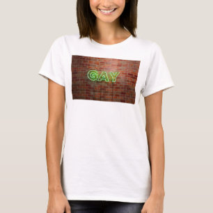 Camiseta SlipperyJoe iluminado letrero de neón gay brillant