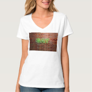 Camiseta SlipperyJoe iluminó el letrero de neón gay brillan