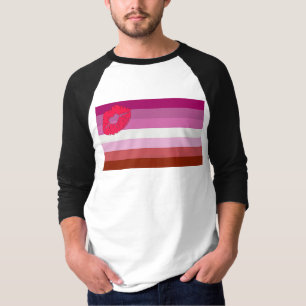 Camiseta SlipperyJoe lápiz labial bandera de orgullo lésbic