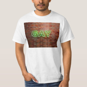Camiseta SlipperyJoe letrero de neón gay iluminado brillant