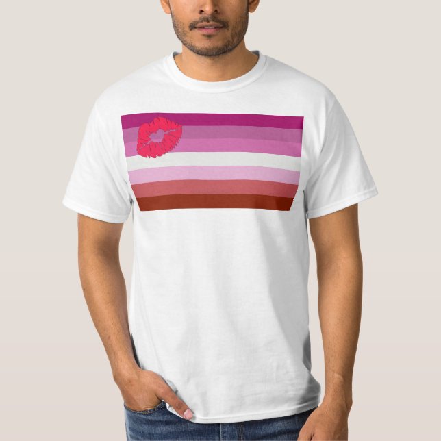 Camiseta SlipperyJoe lipstick bandera de orgullo lesbiana f (Anverso)