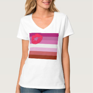 Camiseta SlipperyJoe lipstick bandera de orgullo lesbiana f