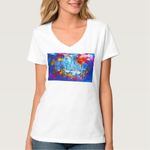 Camiseta SlipperyJoe NYC grafiti luna rodeada de remolinos 