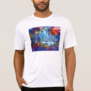 Camiseta SlipperyJoe NYC grafiti luna rodeada de remolinos