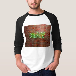 Camiseta SlipperyJoe signo de neón gay brillante vivo