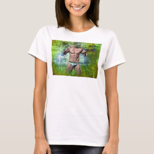 Camiseta SlipperyJoe's blanco muscular hombre sexy speedo n