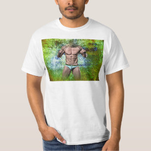 Camiseta SlipperyJoe's blanco muscular hombre sexy speedo n
