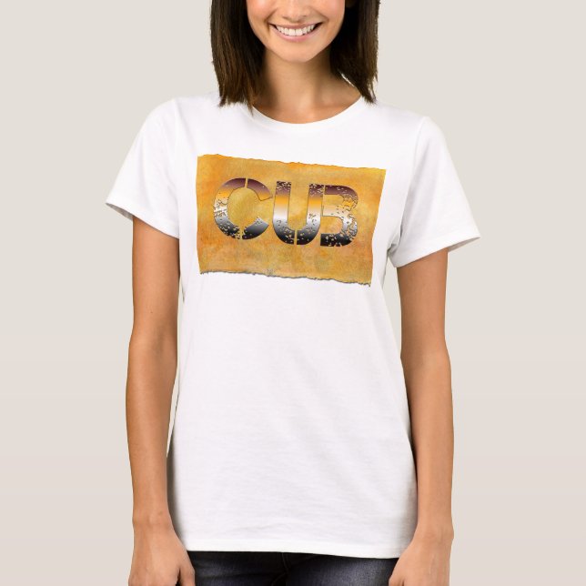 Camiseta SlipperyJoe's cub word naranja-tonos marrones pro (Anverso)