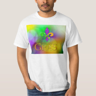 Camiseta SlipperyJoe's Mardi Gras púrpura oro verde flor-d