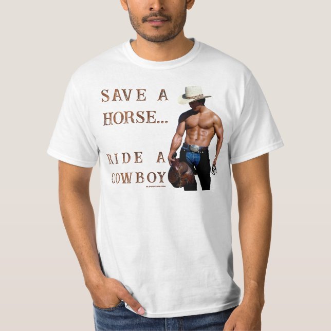 Camiseta SlipperyJoe's save horse montar paja cowboy gorra  (Anverso)