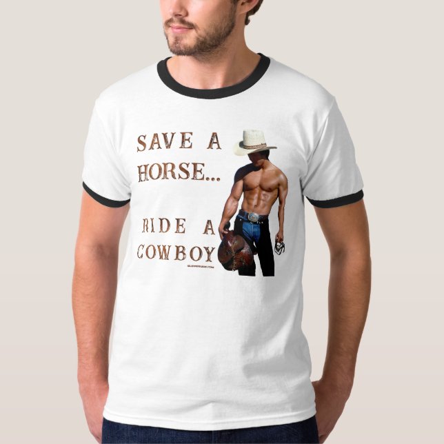 Camiseta SlipperyJoe's save horse montar paja cowboy gorra  (Anverso)