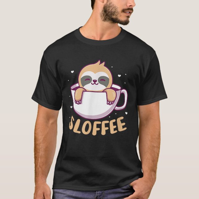 Camiseta Sloffe Sloth Café Kawaii (Anverso)