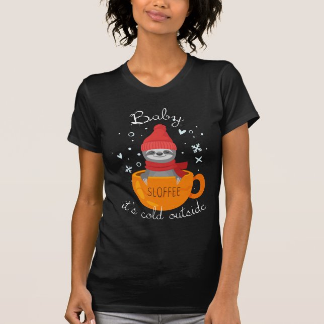 Camiseta Sloffee animal de remolón en taza café (Anverso)