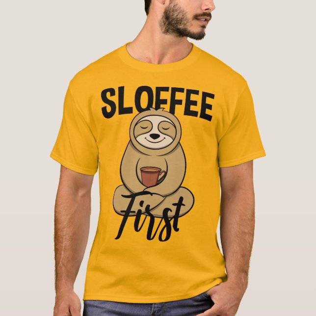 Camiseta Sloffee - animal de remolón y café (Anverso)