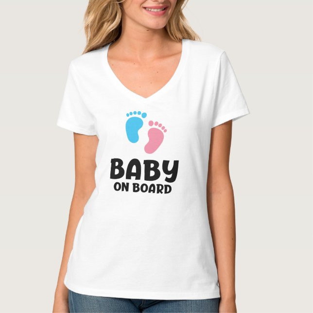 Camiseta Slogan baby on board - baby aan boord, in auto.  (Anverso)