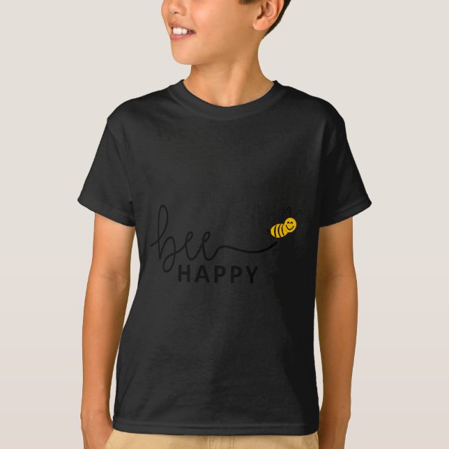 Camiseta Slogan Bee Happy Dont Worry Be Happy  (Anverso)