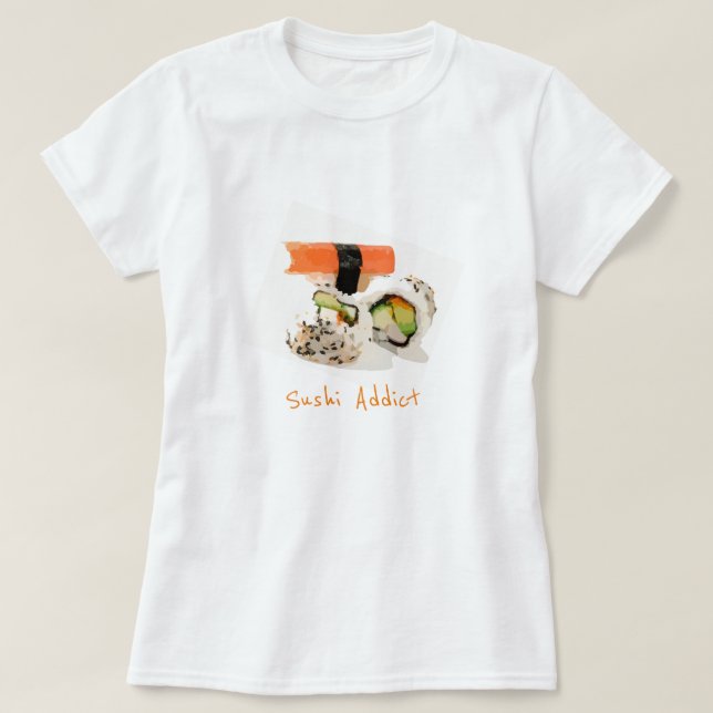 Camiseta Slogan de adicción al sushi comida japonesa linda (Diseño del anverso)