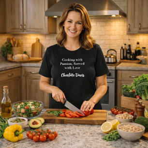 Camiseta Slogan de escritura blanca y negra del chef privad