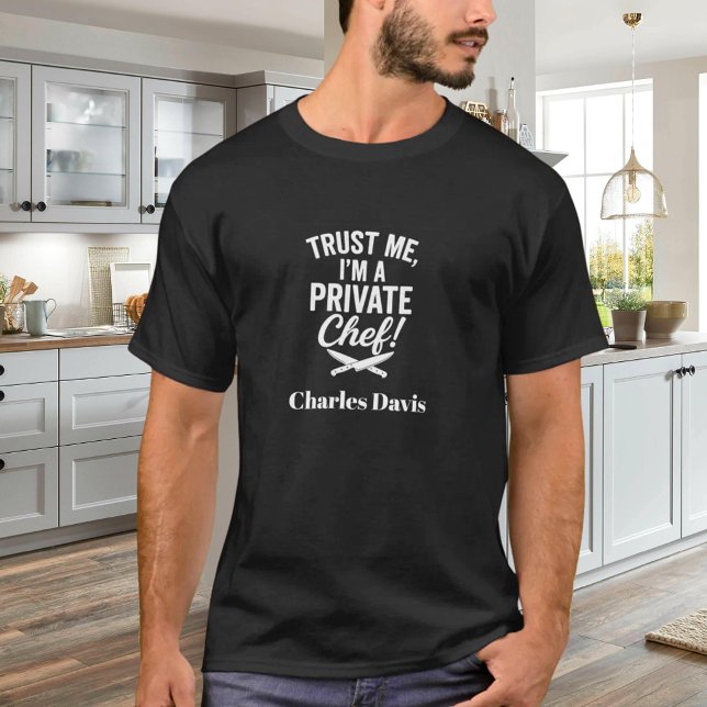 Camiseta Slogan de escritura blanca y negra del chef privad (Subido por el creador)