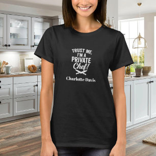 Camiseta Slogan de escritura blanca y negra del chef privad