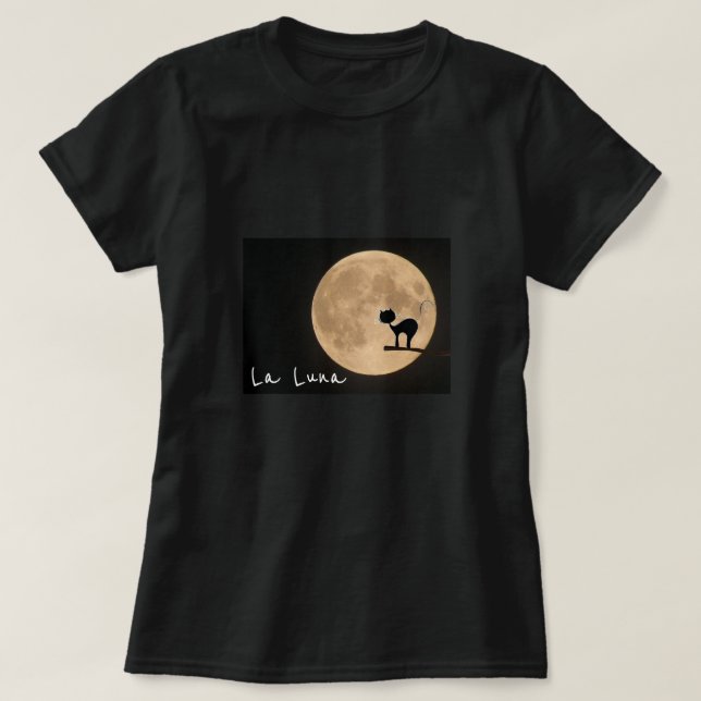 Camiseta Slogan de La Luna gótico gato negro con luna llena (Diseño del anverso)