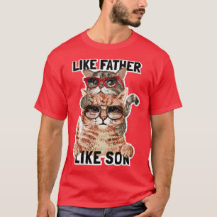 Camiseta Slogan de padre e hijo con familia de gatos en Sun