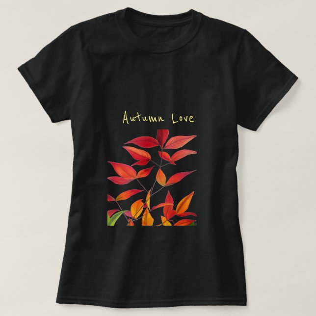 Camiseta Slogan del amor de otoño El otoño deja acuarela (Diseño del anverso)