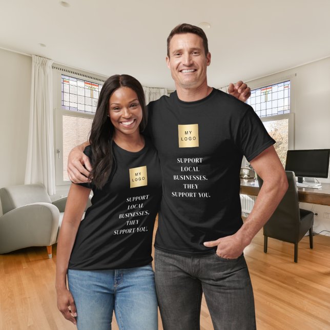Camiseta Slogan del logo de negocios locales de soporte neg (Subido por el creador)