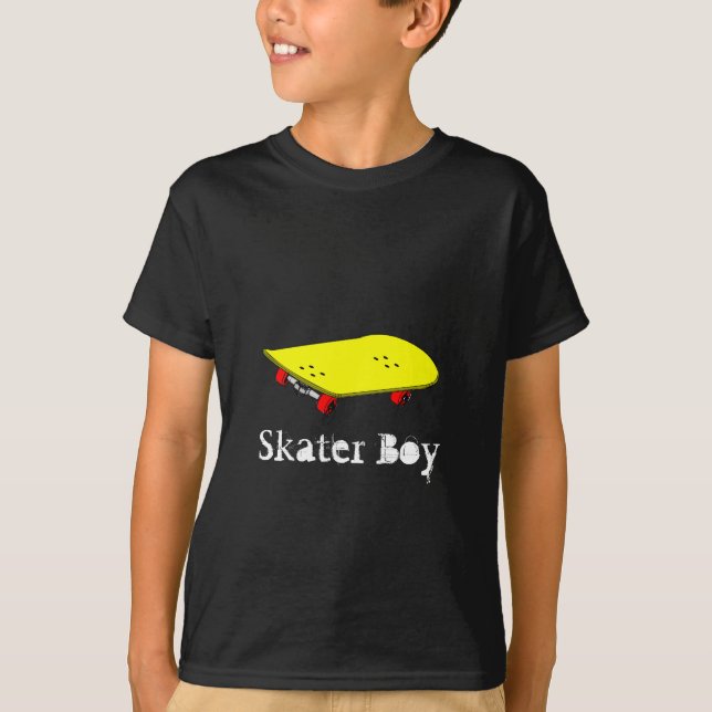Camiseta Slogan del niño del esquí con patineta amarilla fr (Anverso)