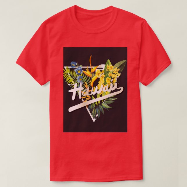 Camiseta Slogan gráfico hawaiano con flor tropical (Diseño del anverso)