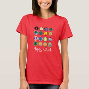 Camiseta Slogan hippy símbolo de paz signo de patrón colo