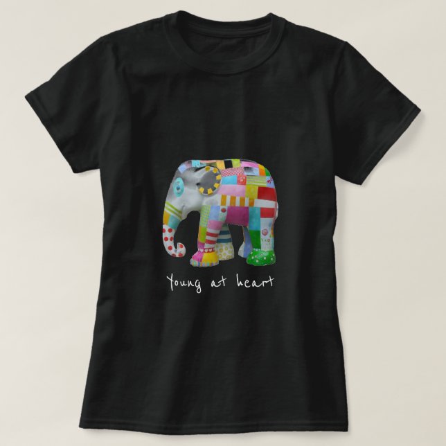 Camiseta Slogan joven del corazón lindo retro elefante (Diseño del anverso)
