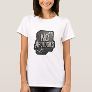 Camiseta Slogan NO APOLLOGIES Plata Impactante