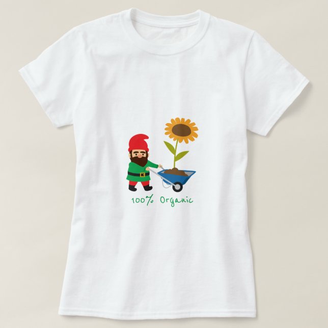 Camiseta Slogan orgánico de jardinería con gnomo de jardín (Diseño del anverso)