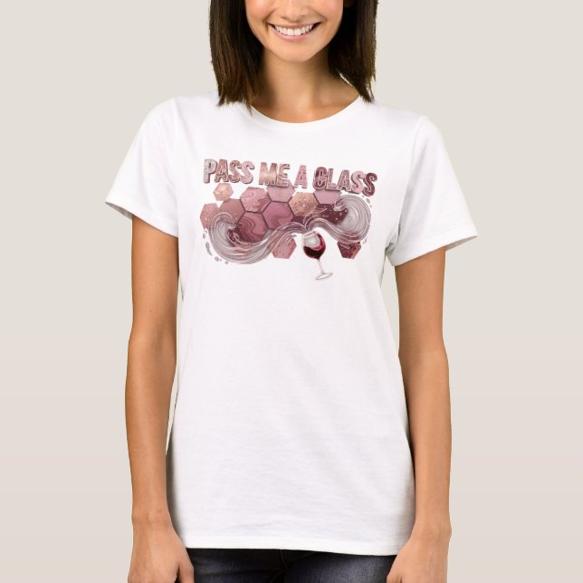 Camiseta Slogan Rosa Impactante PÁSAME UNA COPA (Anverso)