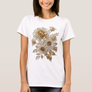 Camiseta Slogan ROSAS DORADAS Plateado Negrita