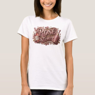 Camiseta Slogan ROSE TIME Rosa de Moda