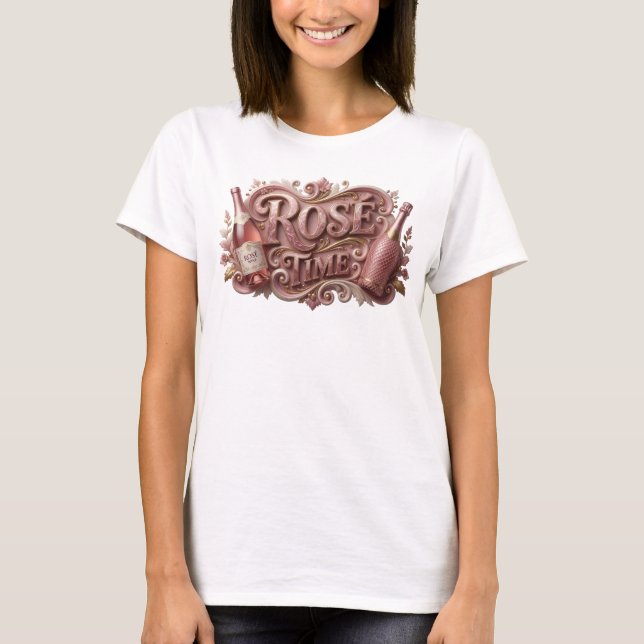 Camiseta Slogan ROSE TIME Rosa de Moda (Anverso)