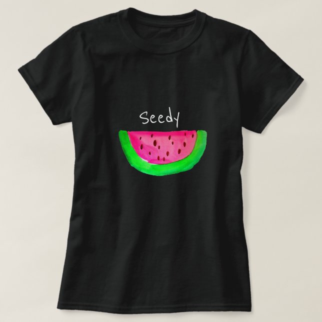Camiseta Slogan sinfín de frutos secos arte pop rosa sandía (Diseño del anverso)