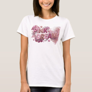 Camiseta Slogan Soñador Rosa Elegante
