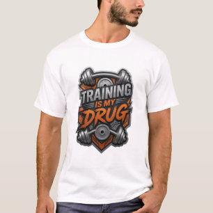 Camiseta Slogan TRAINING IS MY DRUG de Plata Jugue