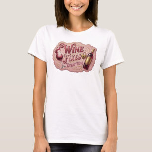 Camiseta Slogan VINO ARREGLA TODO Catchy Gold