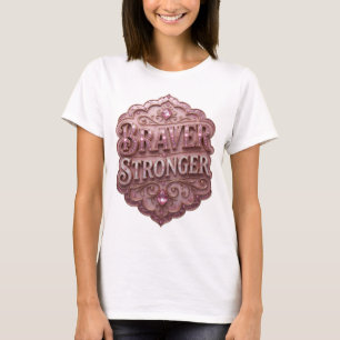 Camiseta Slogan Witty Gold BRAVER STRONGER