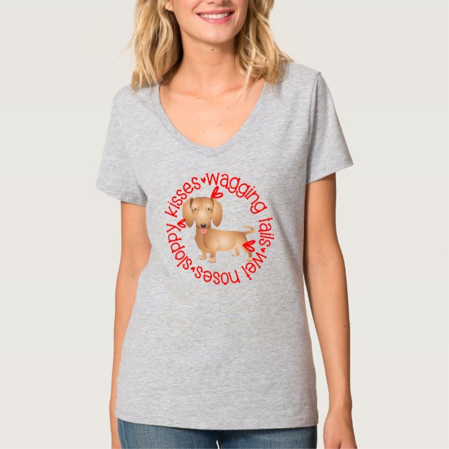 Camiseta Sloppy kisses, cute Dachshund (Anverso)