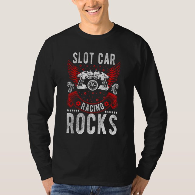 Camiseta Slot Car Racing Rocks Mini Car Drag Racing Slot Ca (Anverso)